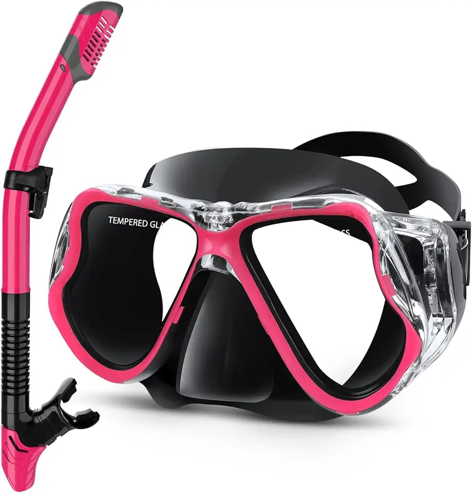 Greatever Snorkeling Gear for Adults Kids, Dry Snorkel Mask Set Anti-Fog