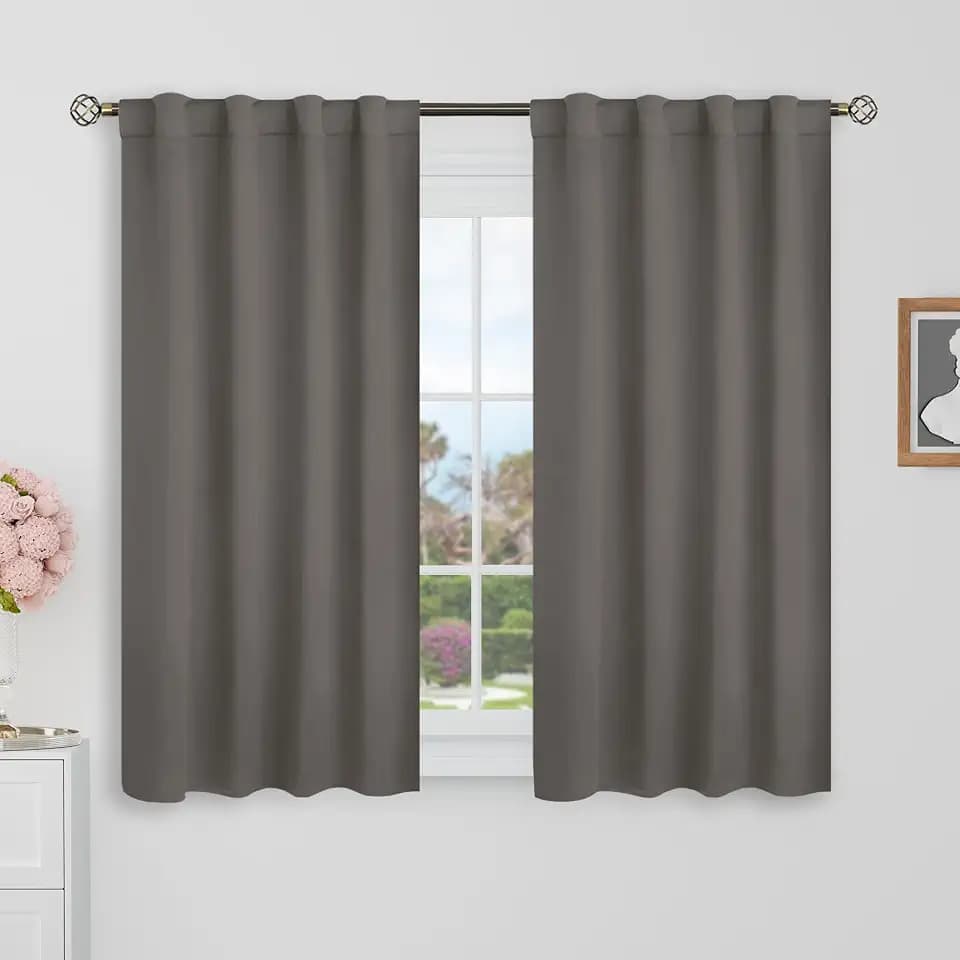 BGment Grey Short Blackout Curtains 40 Inch Length for Bedroom, 34x40 inch