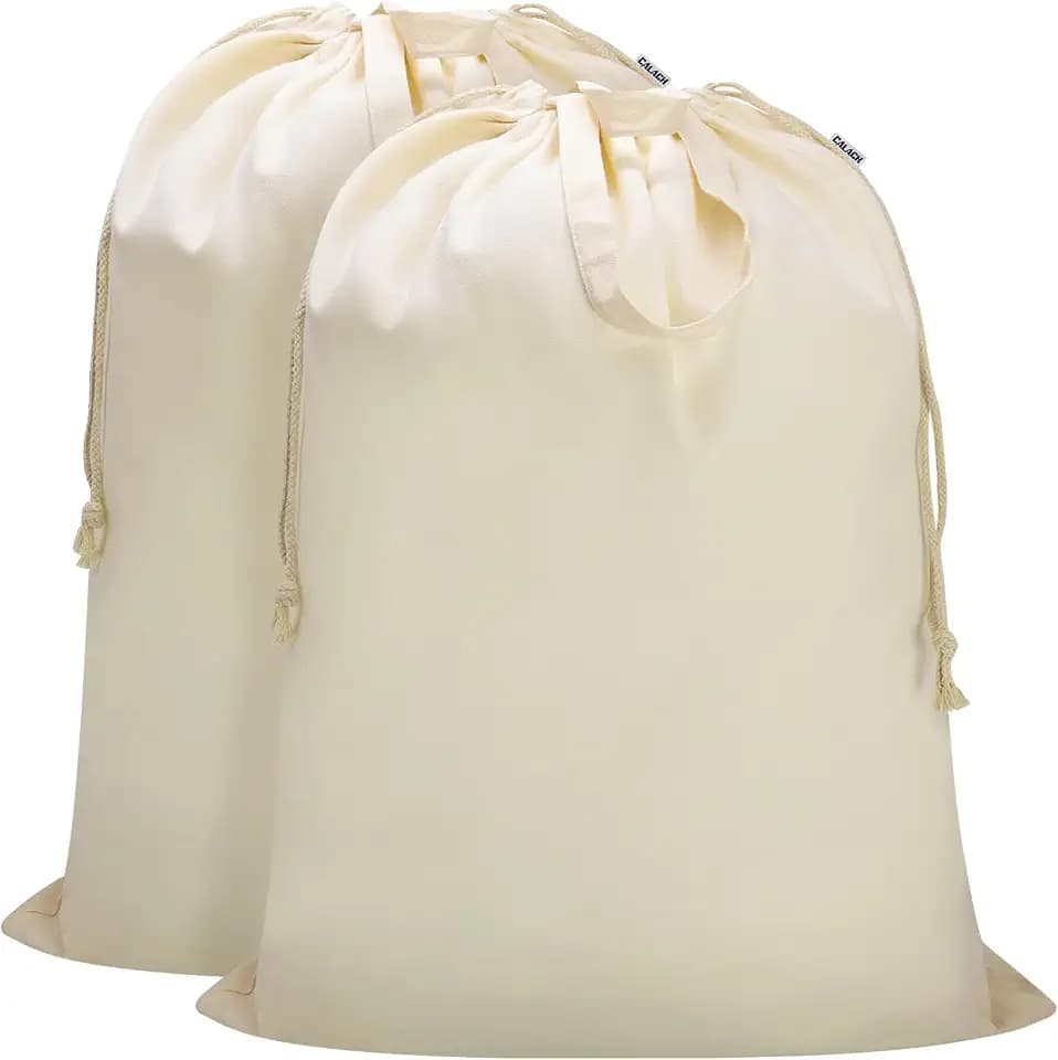 Canvas Laundry Bag, Extra Large Heavy Duty 33"W x 35"H,Beige, 2 Pack
