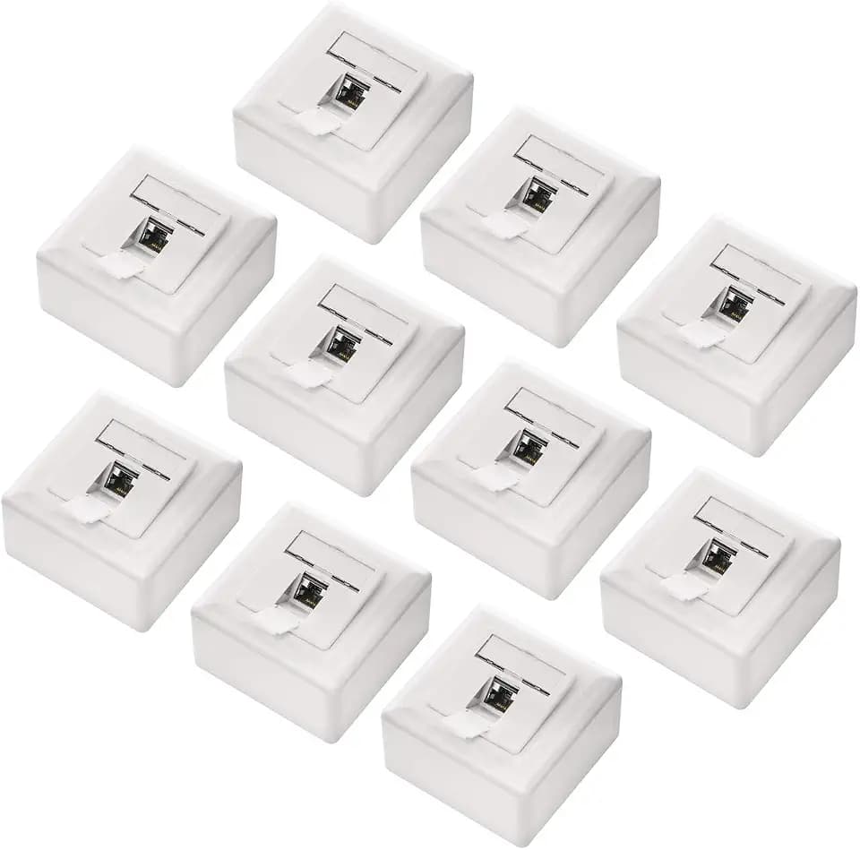 deleyCON CAT6a Universal Netzwerkdose 1x RJ45 Port geschirmt, 10 Stück Weiß