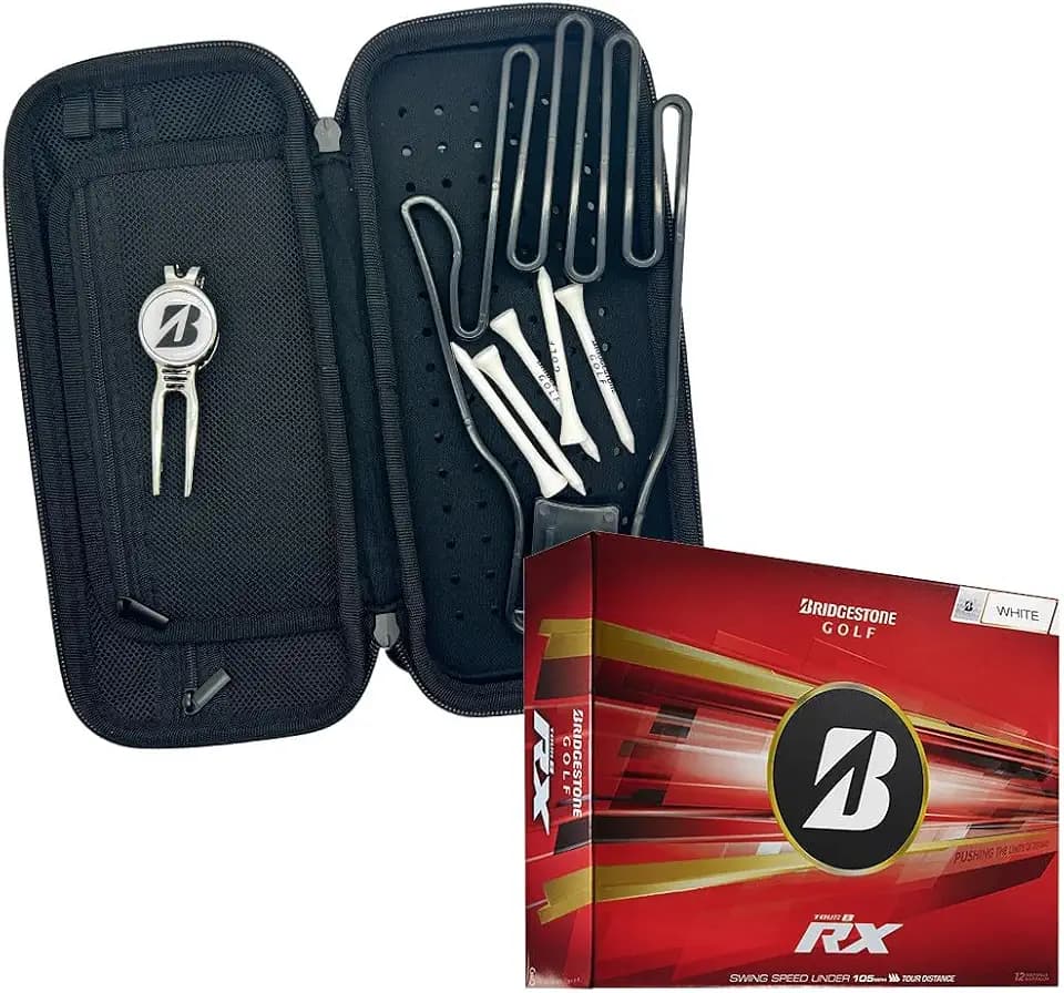 Bridgestone Golf Tour B RX Golf Balls with Golf Glove Holder - Includes Removable Ball Marker Divot Tool, Glove Shaper and Tees