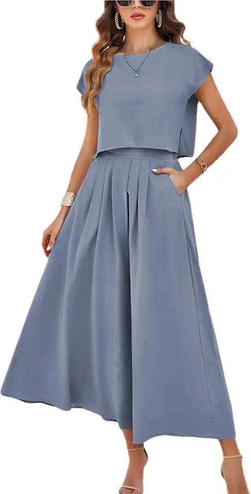 Mingzhu Womens 2 Piece Outfits Skirt Set Summer Maxi Dress Sets Pockets