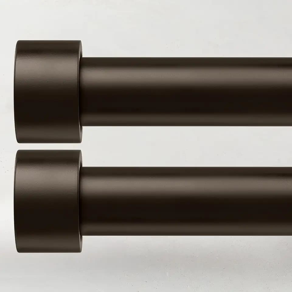 2 Pack Curtain Rods for Windows 28 to 48 Inch(2.3-4ft), 1 Inch Bronze Curtain Rods Set, Adjustable Heavy Duty Curtain Rod for Patio Bedroom Living Room, Modern Drapery Rods, Size 32"- 60"