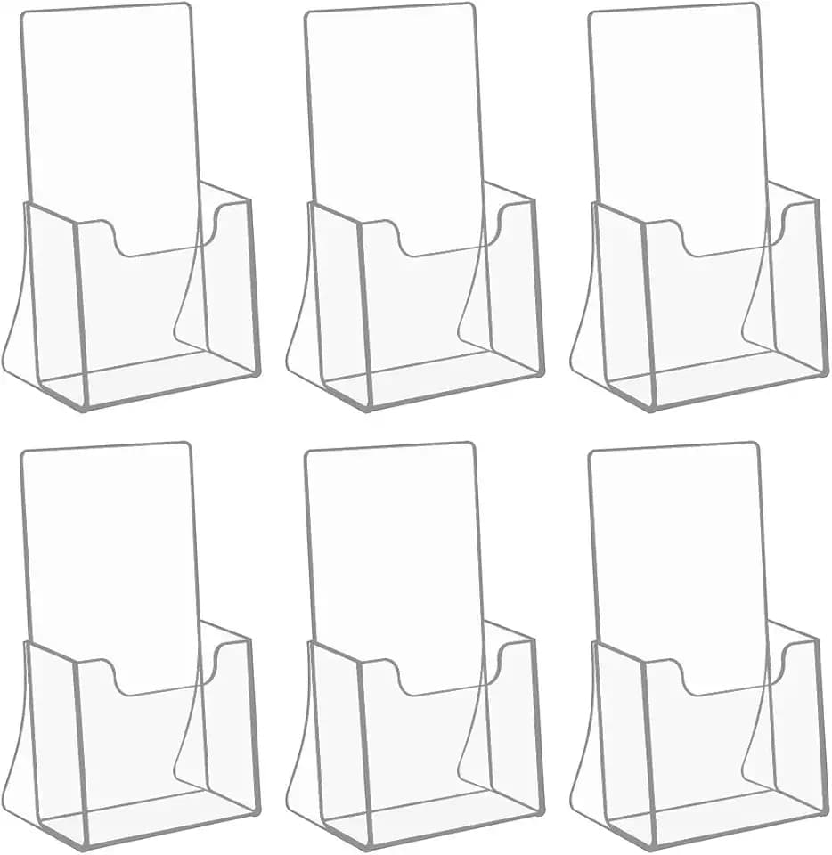 NIUBEE Acrylic Brochure Holder 4 x 6, Flyer Holder Stands Display, 6 Pack
