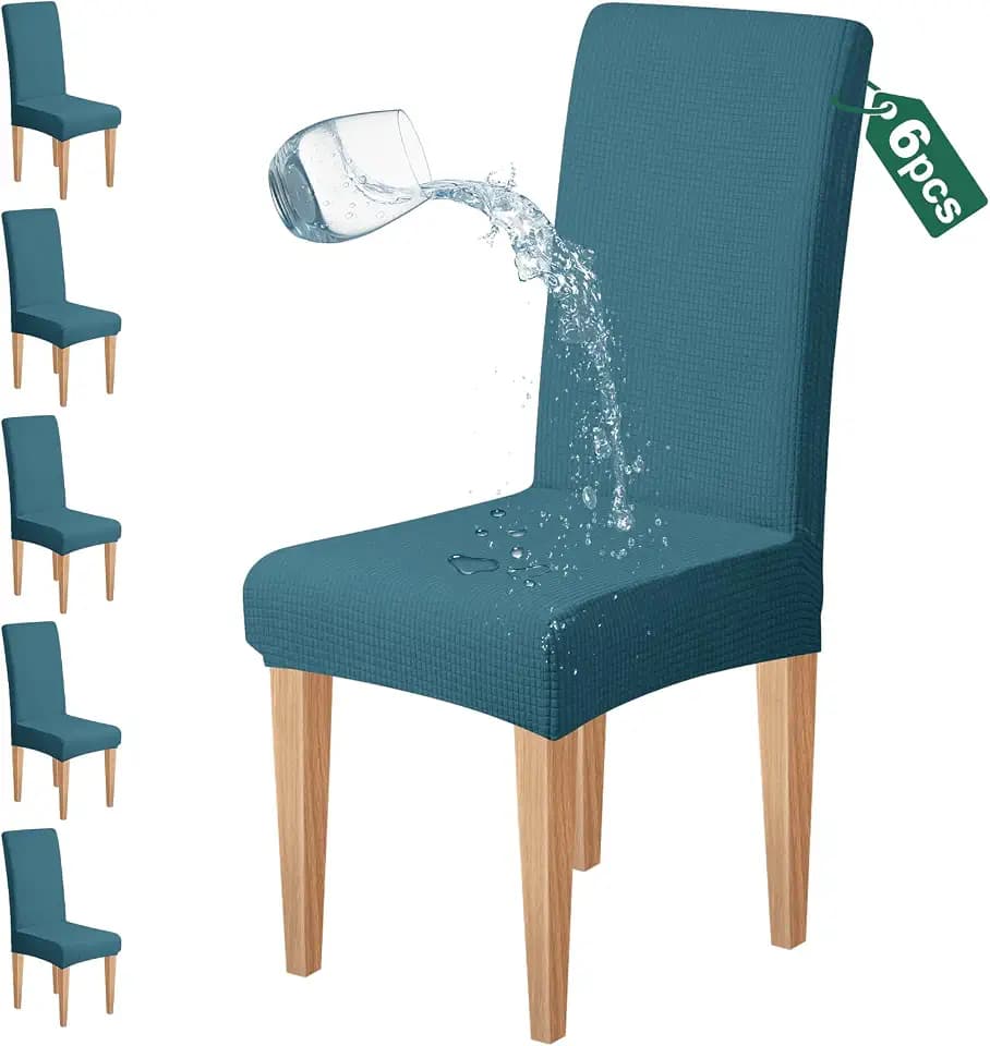 Dioxide Waterproof Chair Covers for Dining Chairs, Stretch Dining Chair Covers Set of 6, Parson Chair Slipcovers, Washable Kitchen Chairs Seat Covers Protectors for Home Banquet Hotel Office