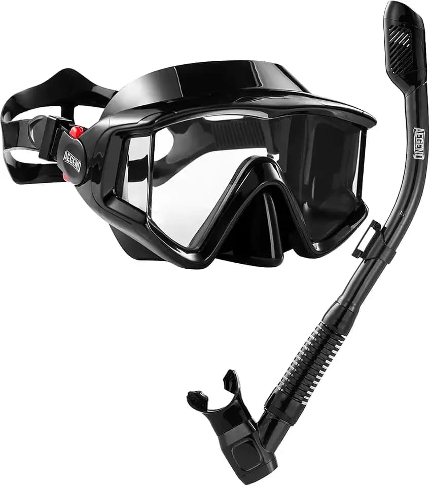 Aegend Snorkeling Gear for Adults - Anti-Fog Mask with Latest Top Dry Valve