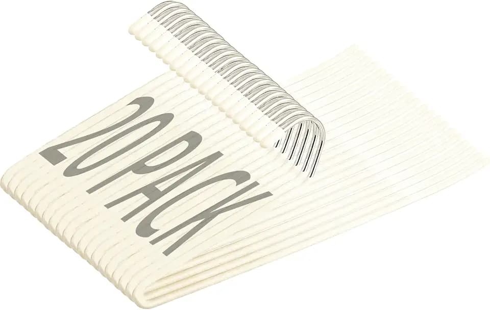 Open Ended Pants Hangers 20 Pack, Non Slip Metal Trouser Hangers CreamWhite
