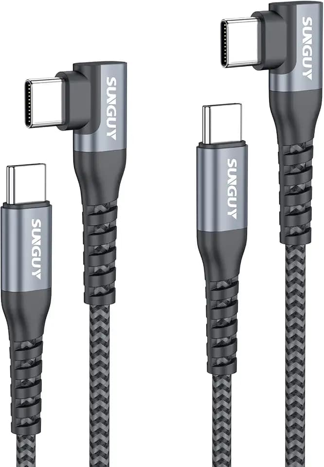 SUNGUY Right Angle USB C to USB C Cable 0.5FT 2Pack 60W Fast Charging