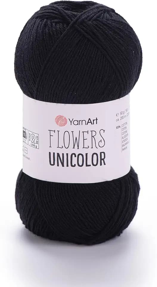 YarnArt Flowers Unicolor – 55% Cotton, 45% Acrylic – 50g (1.76 oz), 218 yds – Ideal for Knitting & Crochet – Soft, Solid Color Skein for Summer Projects (5, 746)
