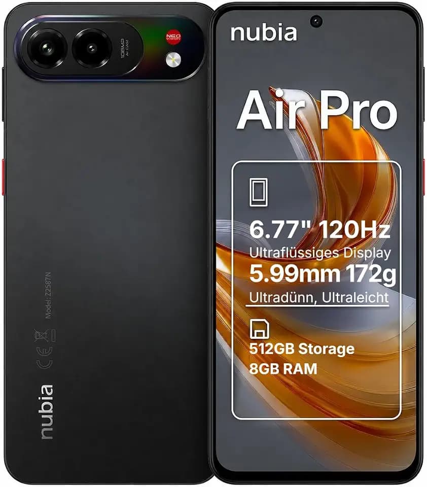 nubia Air Pro 5G Smartphone Prime Black, 8+512GB, 6.77" AMOLED