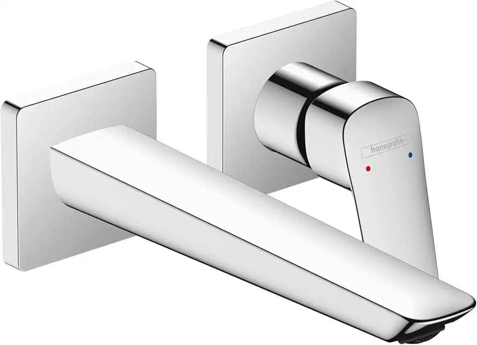 hansgrohe Logis Fine Bathroom Faucet, 1-Handle 2-Hole Wall Mounted Bathroom Sink Faucet for Vanity 1.2 GPM, Chrome, 71256001