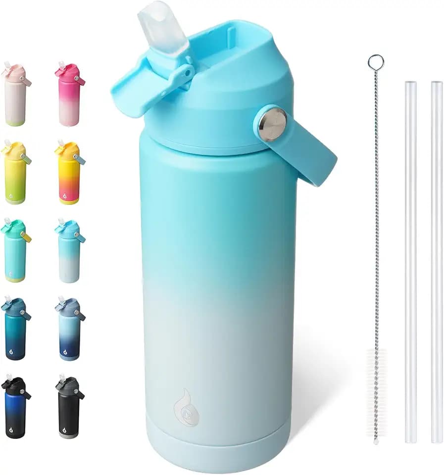 BJPKPK 18oz Insulated Water Bottle, Stainless Steel Bottle with Straw Lid
