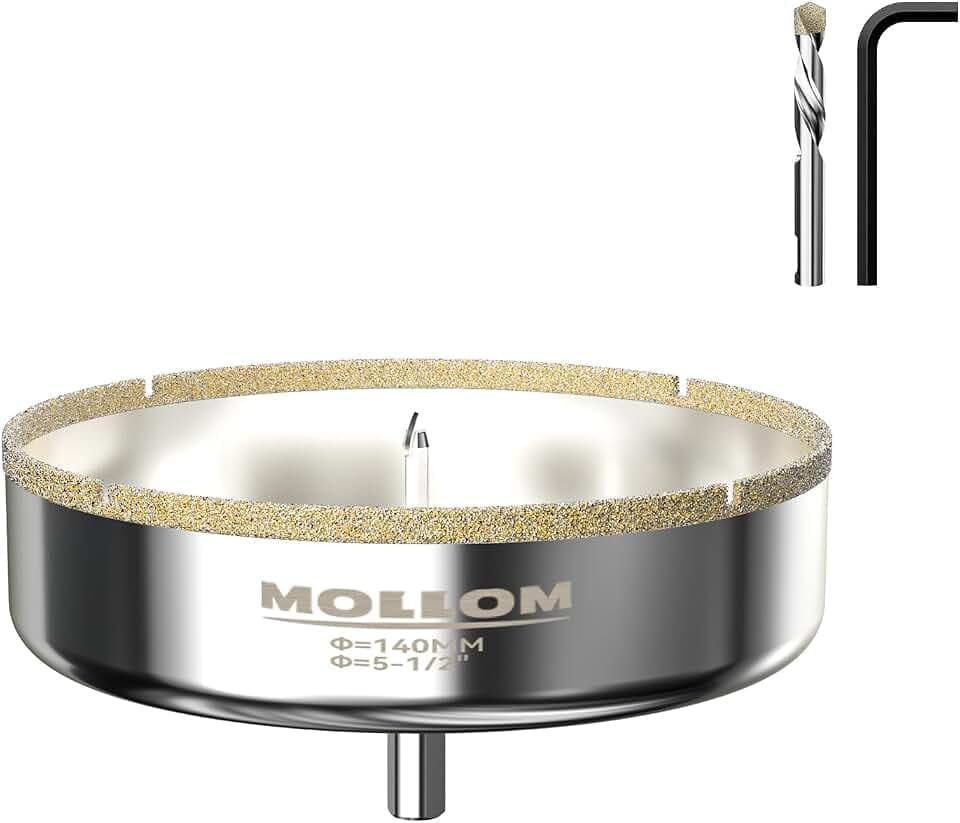 MOLLOM 5-1/2" (140mm) Diamond Hole Saw with 2 Pilot Drill Bit