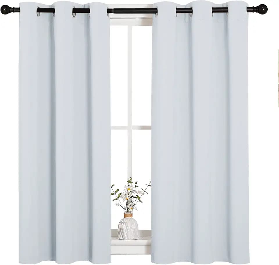 NICETOWN Greyish White Blackout Curtains for Bedroom 34" w x 45" L 2 Panels