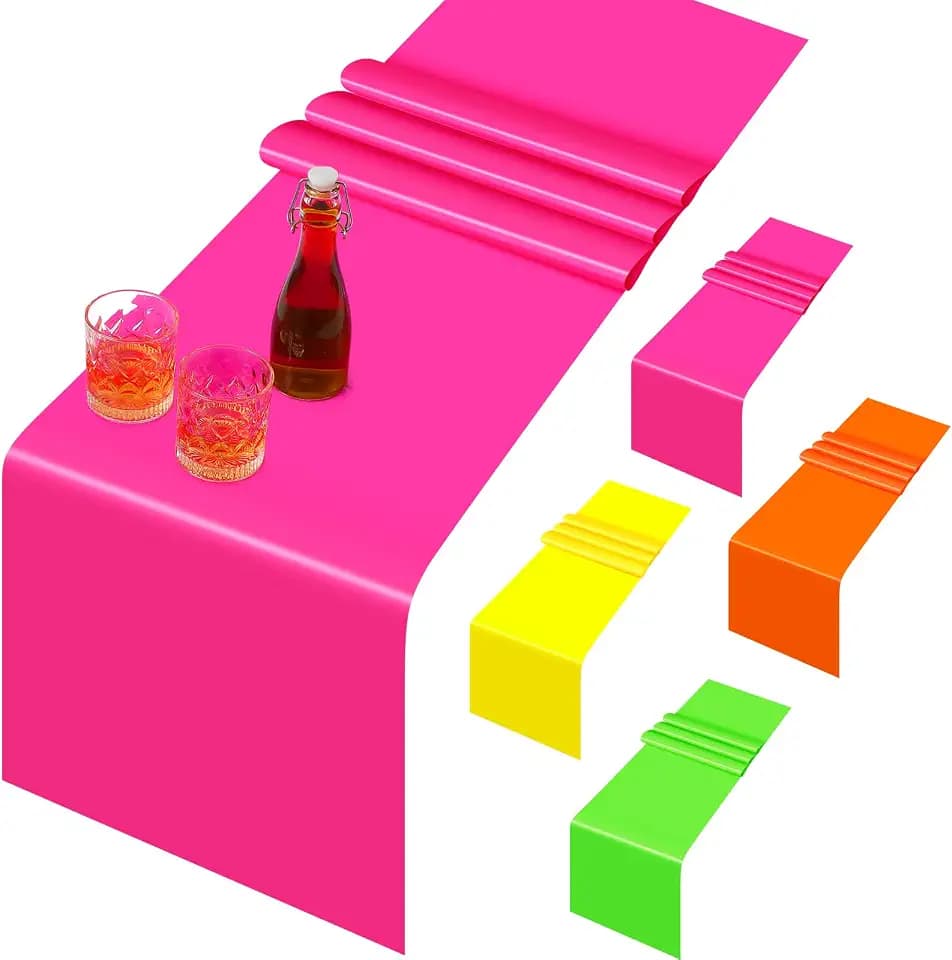 Tingjoo 8 Halloween Neon Disposable Table Runner, Four Colors, 47 Inch