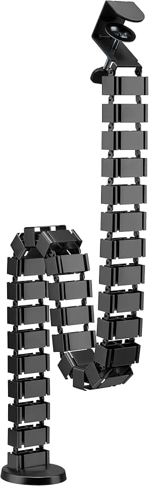 mywall Kabelführung HZ43L mit Einer Länge bis 1.347 mm, Kabelmanagement für Schreibtische mit Klemmenfixierung, Kabelschlauch-Kabelkanal Rund, 4-Fach Kanalsystem mit modularer Wirbelstruktur