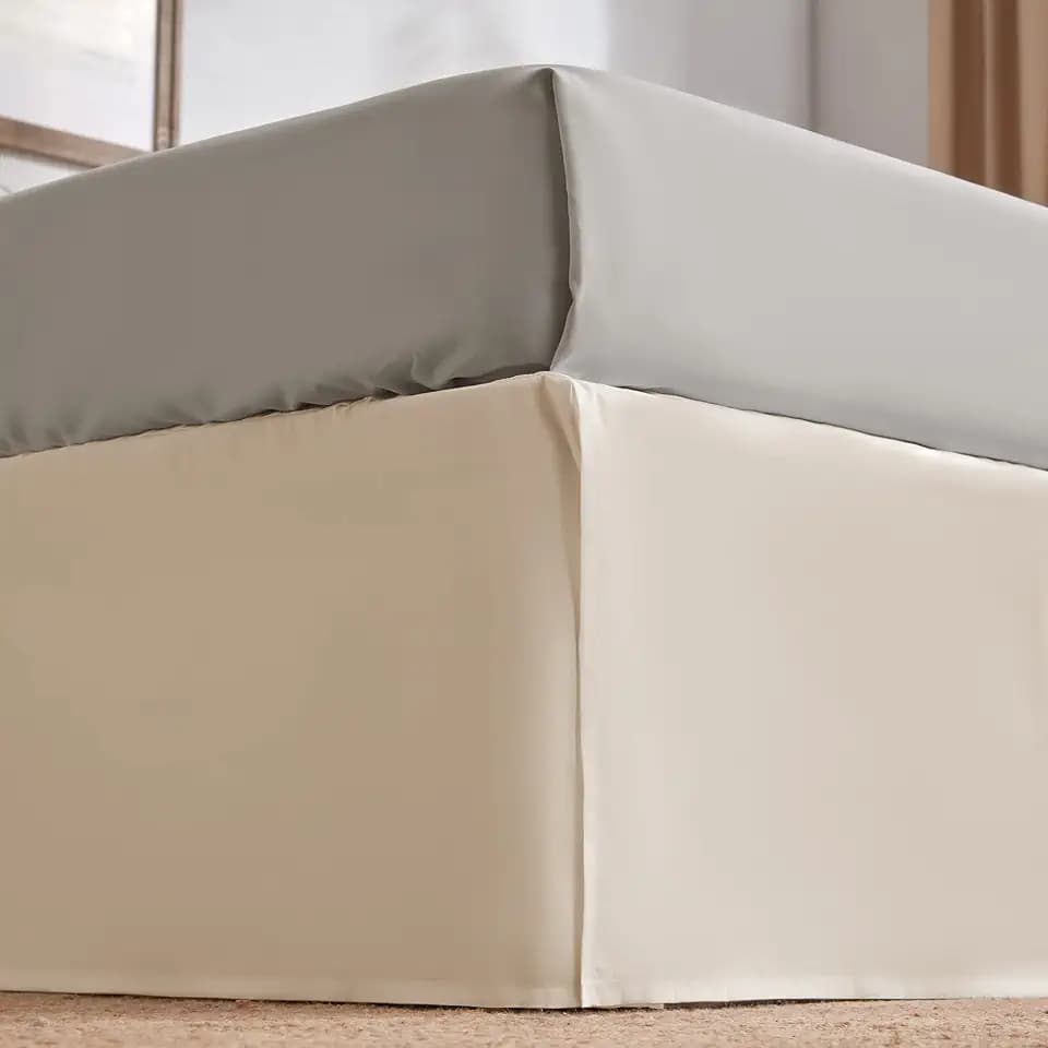 SLEEP ZONE Pleated Bed Skirts Full Size, 15 inch Tailored Drop Easy Fit Bedskirt, Anti-Static, Fade Resistant (Full, Beige)