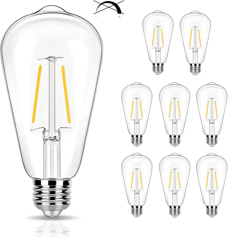 winsaLED 8 Pack LED Edison Bulbs 25 Watts, 2700K Soft White 2W LED, Non-Dim
