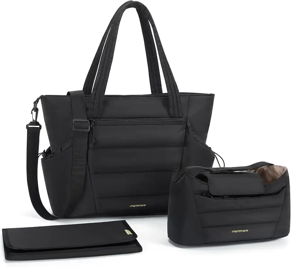 mommore Diaper Bag Tote with Stroller Organizer, Puffy Travel Baby Tote