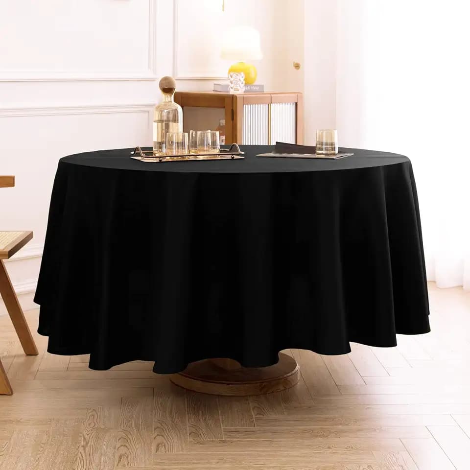 1 Pack Black Round Tablecloths 120 Inch for Dining Tables