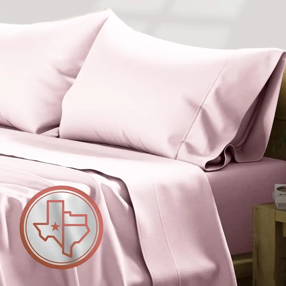 TEXAS LINEN CO. Egyptian Cotton Sheets Queen Size - 600 Series Queen Sheets Set (4 PC, Peach), 16" Deep Pocket, Soft, Cooling & Durable Sateen Weave Luxury Hotel Bedding - Texan Talkin' Collection
