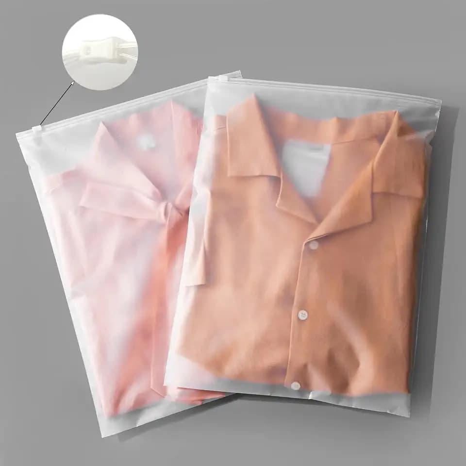 12x14 Inch Frosted Zipper Poly Bags for Clothing 50Pcs No Vent Holes
