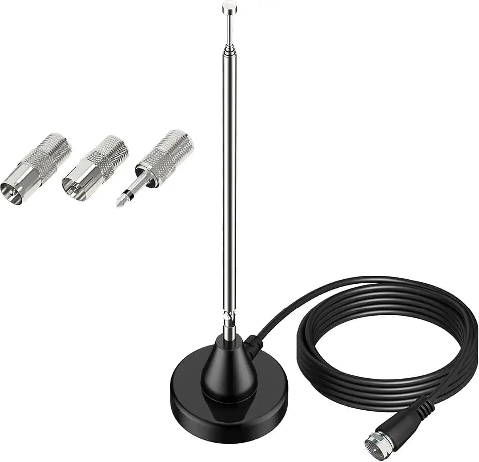 DAB UKW Radioantenne Digitale Teleskopantenne für den Innenbereich DAB FM Radio Antenne Stabantenne mit Magnetfuß 3 m Verlängerungskabel für Stereo Radioempfang Empfänger AV-Empfänger