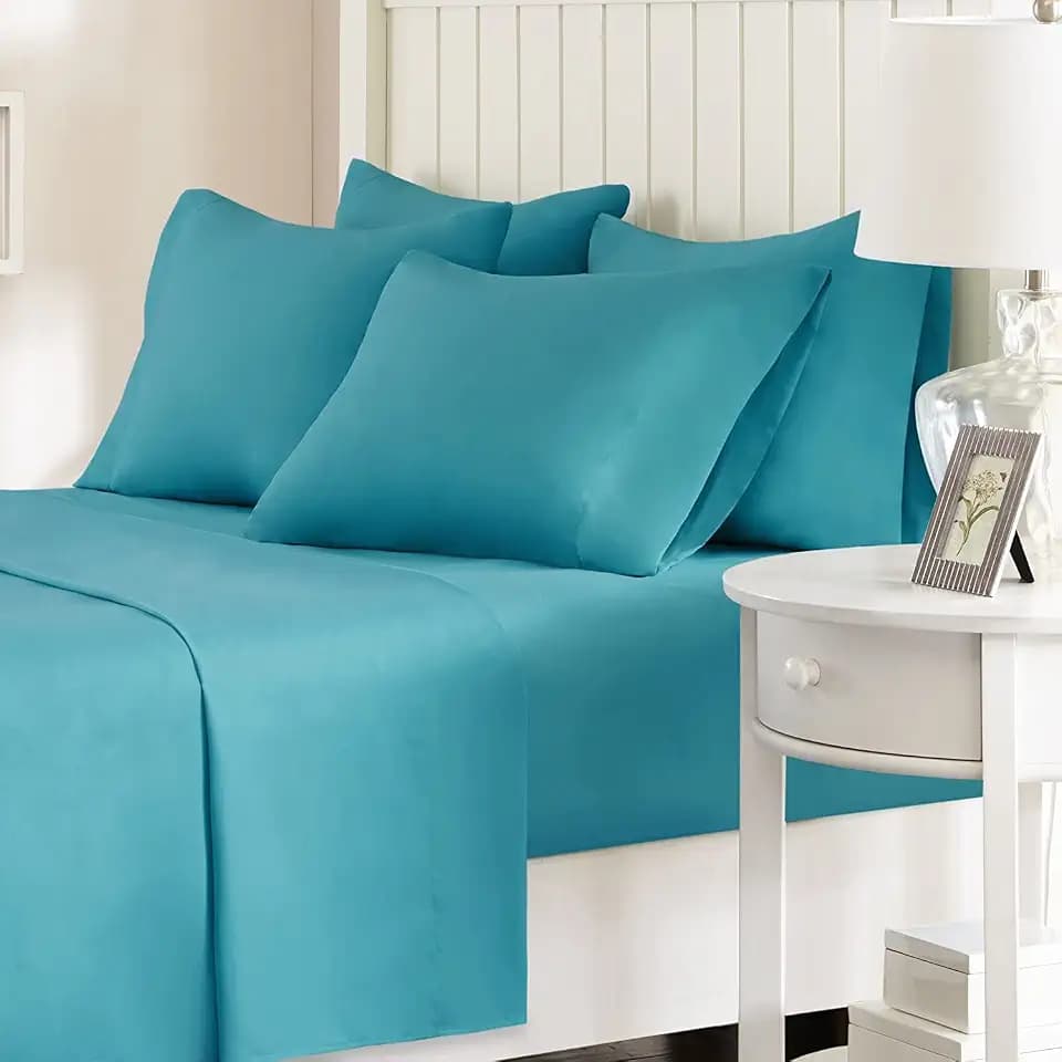 Comfort Spaces Microfiber 14" Deep Pocket, Twin Sheet Set 4 pcs, Teal
