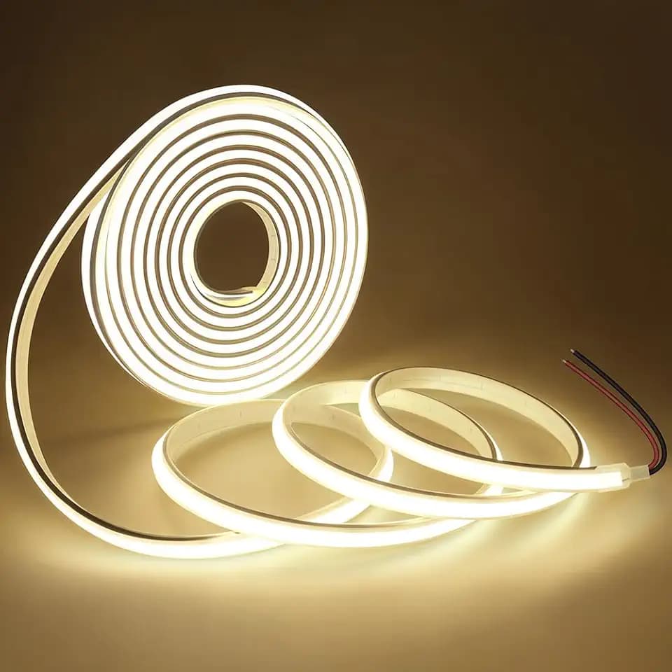 COB LED Strip Lights Neutral White 4000K,12V 16.4ft IP67 Waterproof High CRI 90Ra+ Super Bright,Flexible Tape Lights for Outdoor,Bedroom,Kitchent,Cabinet,Bathroom(Power Supply Not Included)