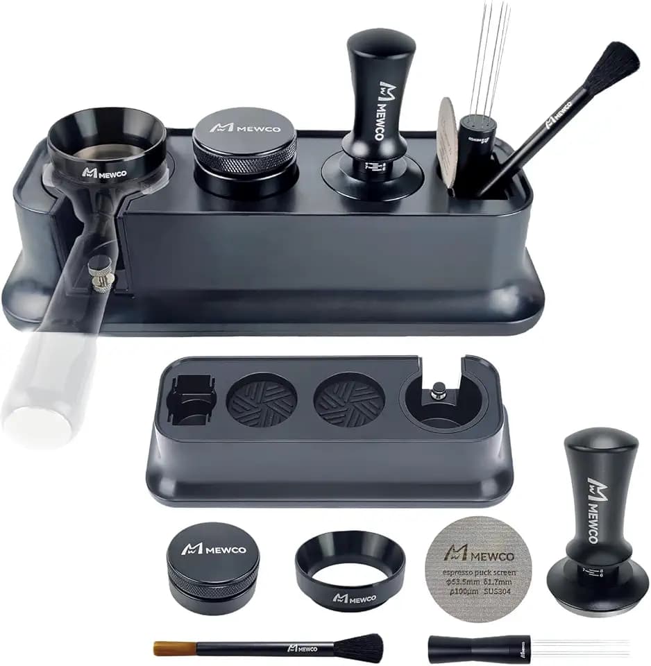 7 Pack Espresso Tamper Station&Coffee Distributor Tamper&Espresso WDT Stirrer&Coffee Tamping&Brush&Coffee Dosing Funnel&Espresso Puck Screen, Espresso Accessories for Bar Home Office (54 mm)