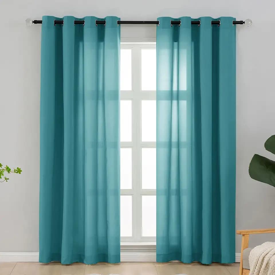 L.Z.E Non-See-Through Privacy Curtains 84 Inches Long 2 Panels Set, Light Filtering Curtains for Living Room Bedroom Doorway Divider, Teal Window Panels Grommet Top