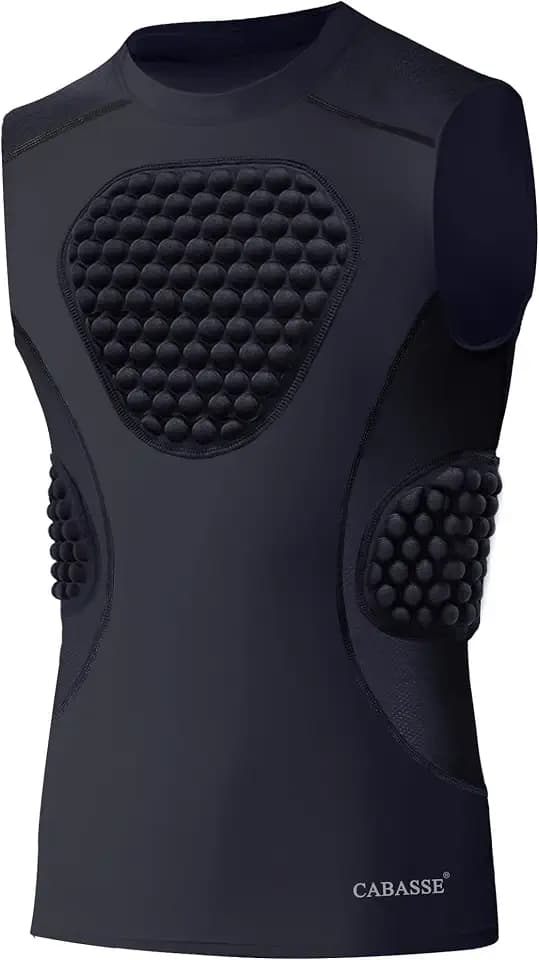 Cabasse Youth Padded Protective Shirt, Chest Rib Protector Heart Guard Sternum Shirt for Football Paintball Baseball