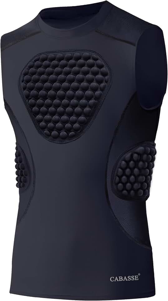 Cabasse Youth Padded Protective Shirt, Chest Rib Protector Heart Guard Sternum Shirt for Football Paintball Baseball