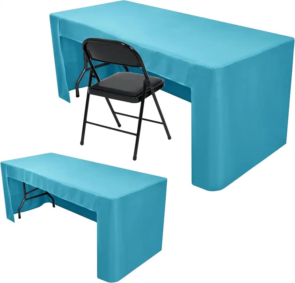 Teal Tablecloths For 4 Ft Rectangle Table With Open Back For Vendor 2 Pcs
