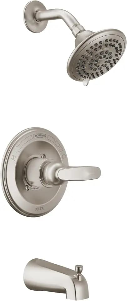 Delta Foundations 13 Series 5-Setting Bathtub and Shower Faucet Set, Chrome Shower Head and Handle Set, Valve Trim Kit, Stainless BT13411-SS (Valve Not Included)