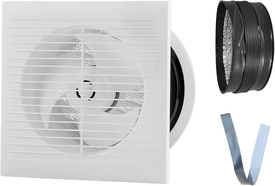VEVOR Through-the-Wall Ventilation Fan, White Grille, 110 CFM, 6.8" Diameter Exhaust Fan Duct with 10-Inch Retractable Hose for Kitchen, Living & Laundry Room Workshop