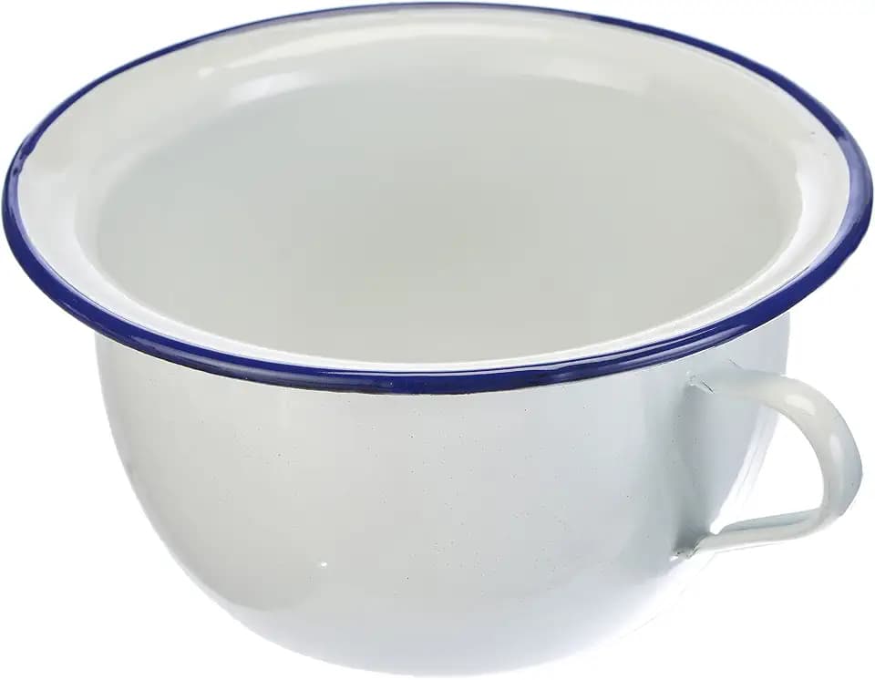 IBILI Nachttopf Blanca 3,5 l aus emailliertem Stahl in weiß/blau, 24 x 24 x 12 cm