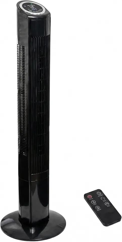 Hazel 49" Oscillating Tower Fan with Remote - Quiet 3-Speed, Black