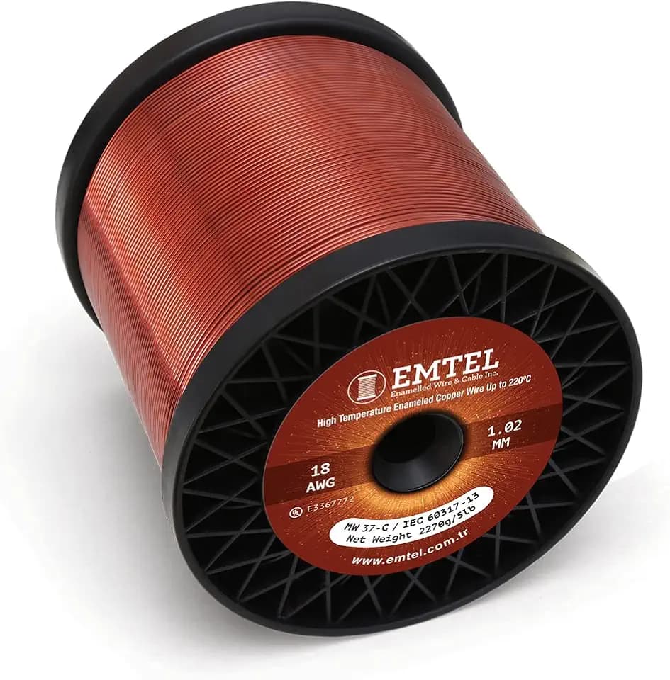 Emtel 18 AWG Magnet Wire - 5 lb Enameled Copper Winding Wire