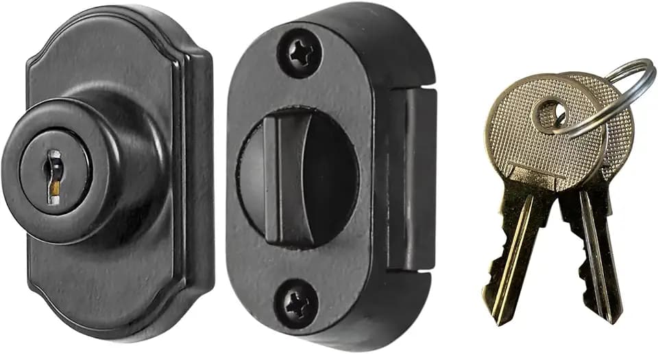 Ideal Security Model 703 Keyed Deadbolt for Storm and Screen Doors, Matte Black