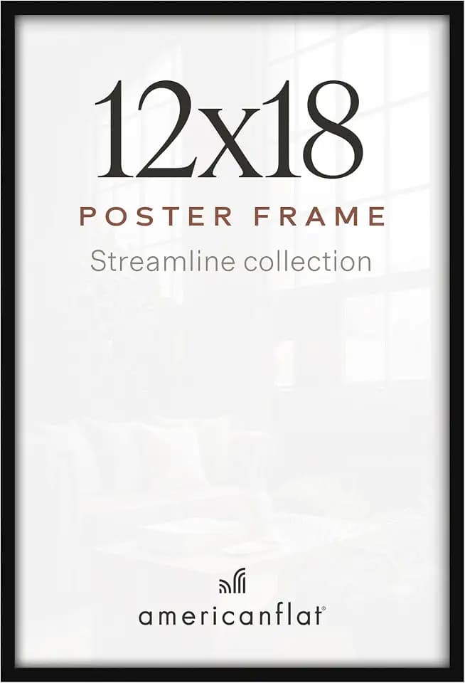 Americanflat 12x18 Poster Frame - Slim Molding - Black
