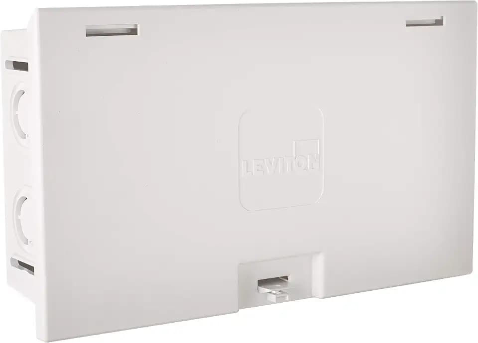 Leviton 9.01" Compact Structured Media Enclosure with Cover, White, 47605-MDU
