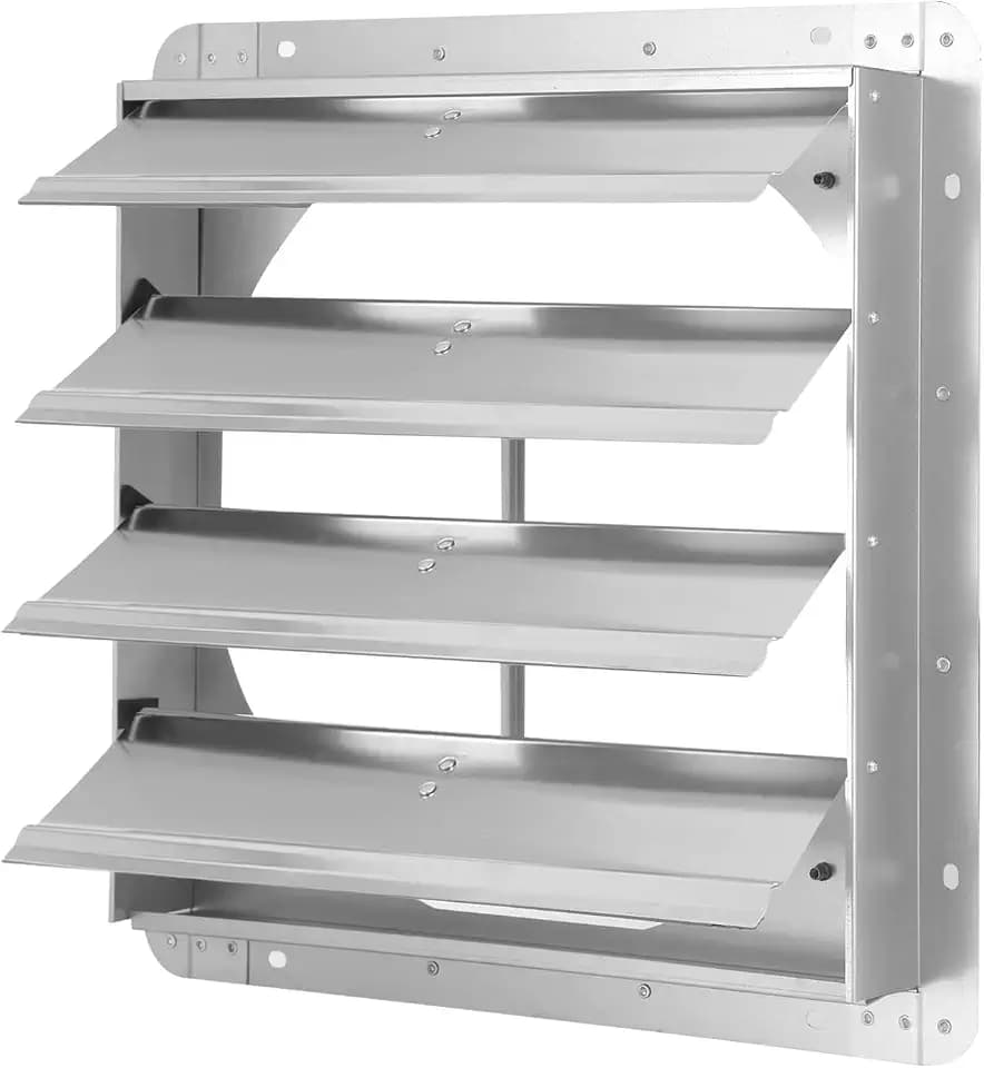 Simple Deluxe 16-Inch Square Aluminum Automatic Gravity Shutter Louver Vent, Silver