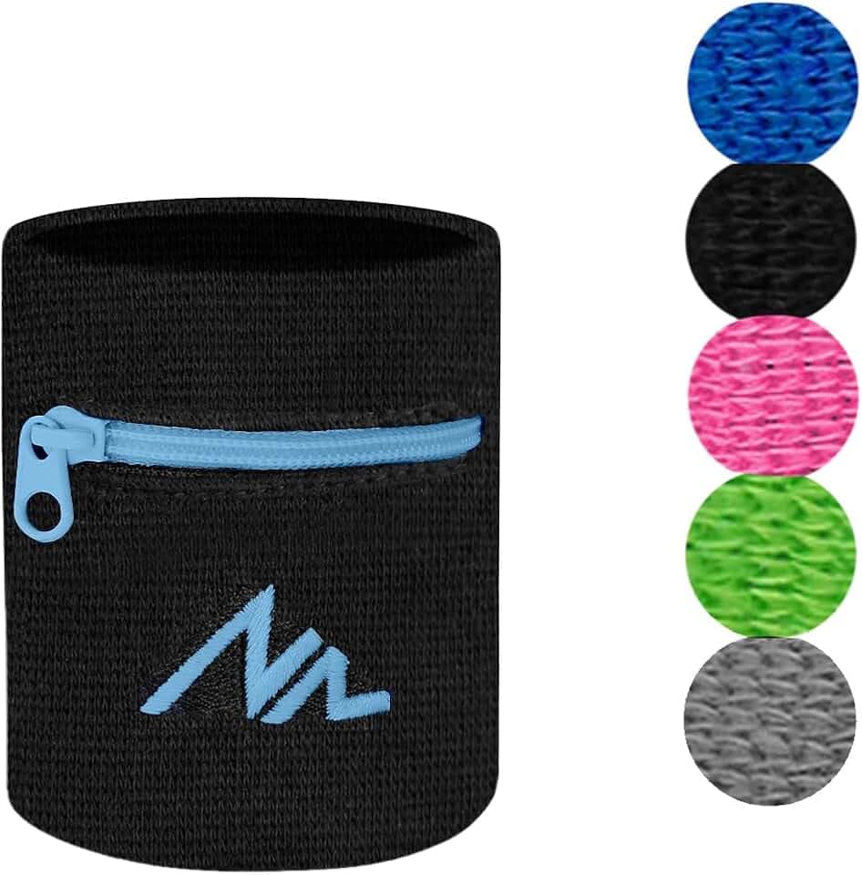 NEWZILL Wrist Wallet Wristband with Zipper for Men & Women, Cotton