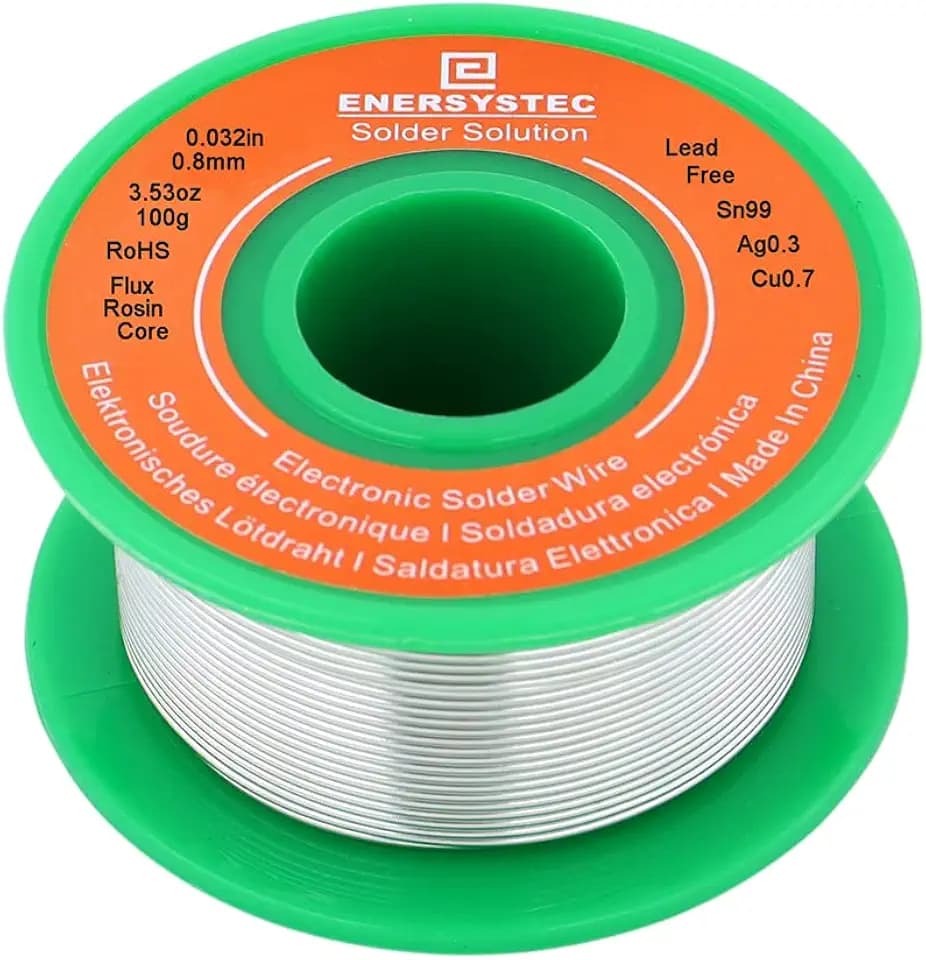 Lead-Free Solder Wire Thin 0.8mm 100g Electronics Soldering Rosin Flux Core Fine Gauge 0.032in Diameter Electrical Solder Unlead No Lead RoHS Sn99 Ag0.3 Cu0.7 Flow Well Soldering Wire