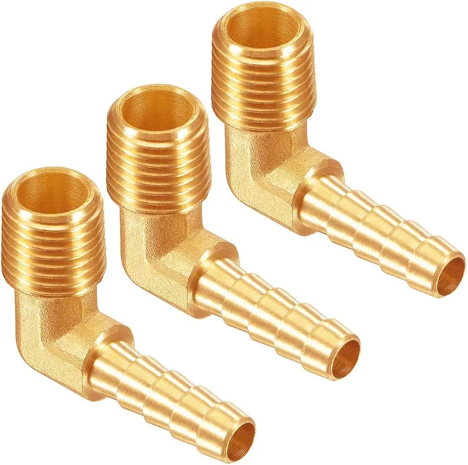 Uenede Brass 3/8" NPT Male to 1/2" Hose Barbed Fittings Elbow, 3PCS