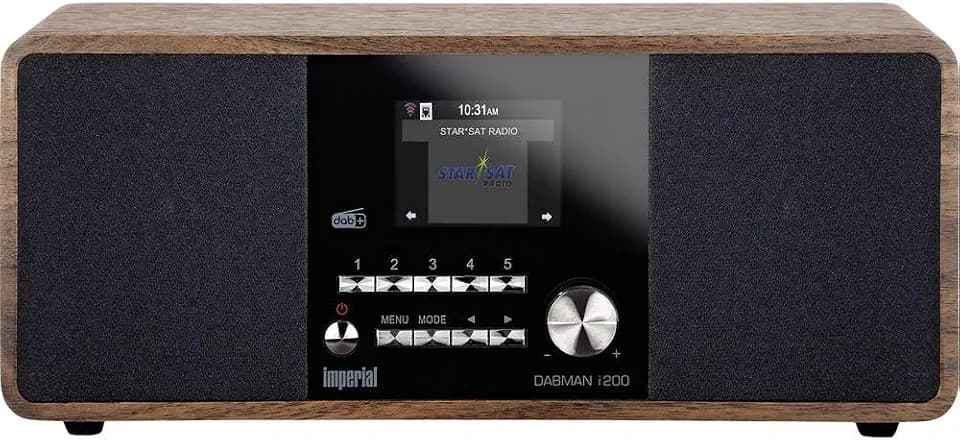 Imperial DABMAN i200 DAB Radio, Internetradio WLAN, DAB Plus Radio, DAB Bluetooth, Küchenradio, WLAN Radio (Stereo Sound, Internetradio/DAB+ / DAB/UKW, LAN, Aux-In, Line-Out, Spotify) holzoptik