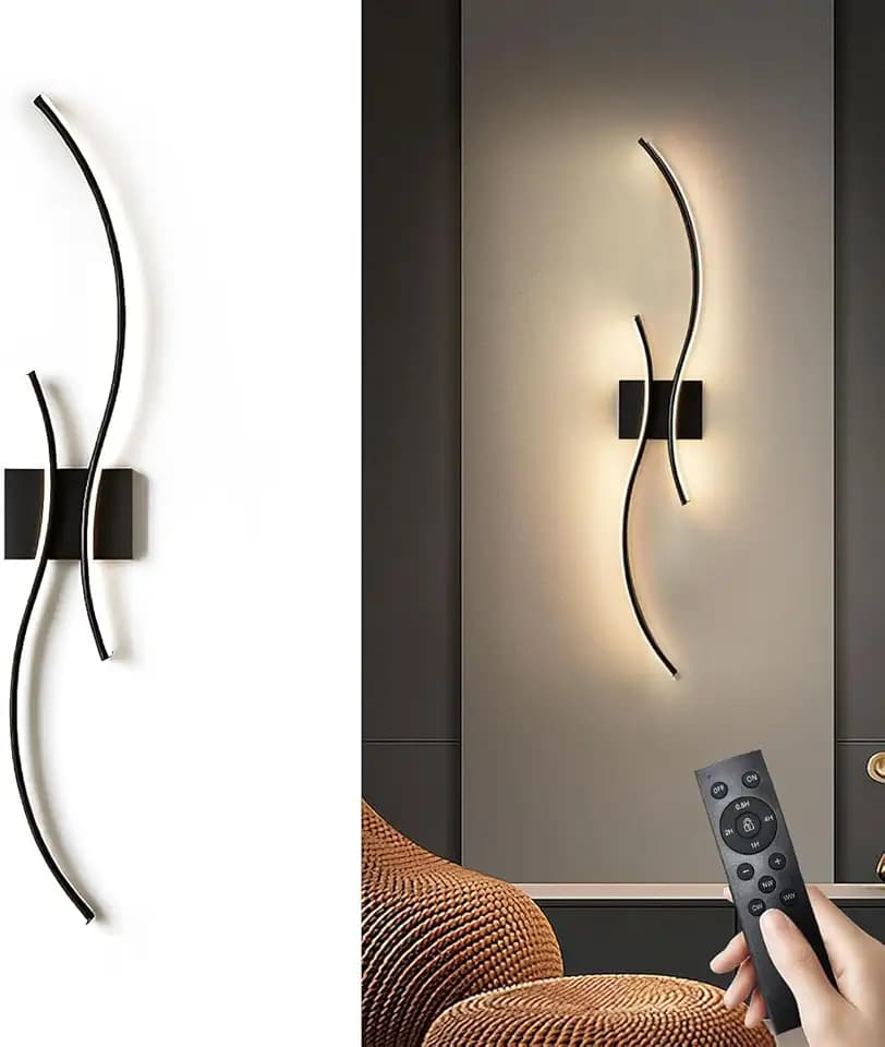 39.3" Hardwired Wall Sconces 1 Pack, Black Dimmable with Remote