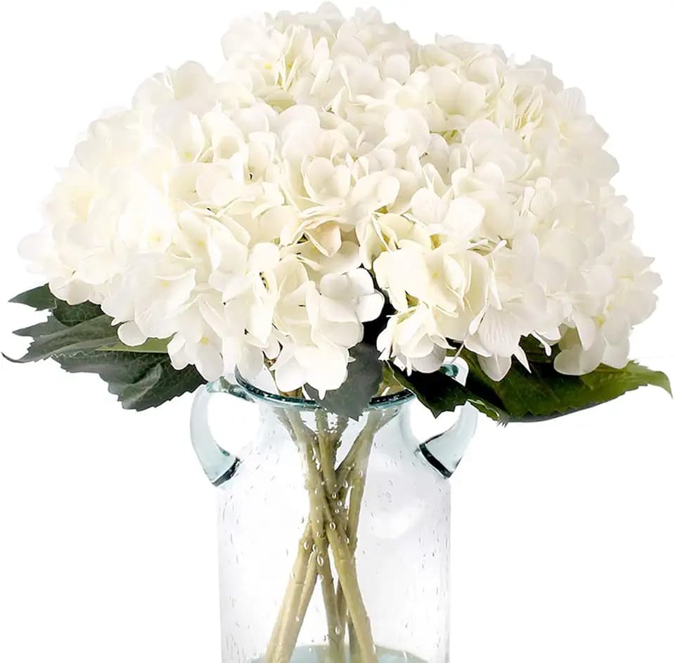 6Pcs 18" White Silk Hydrangea Artificial Flowers