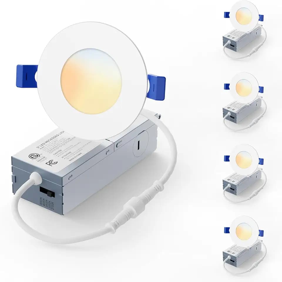 LED Recessed Light, 5CCT, White, 3 Inch, 4 Pack
